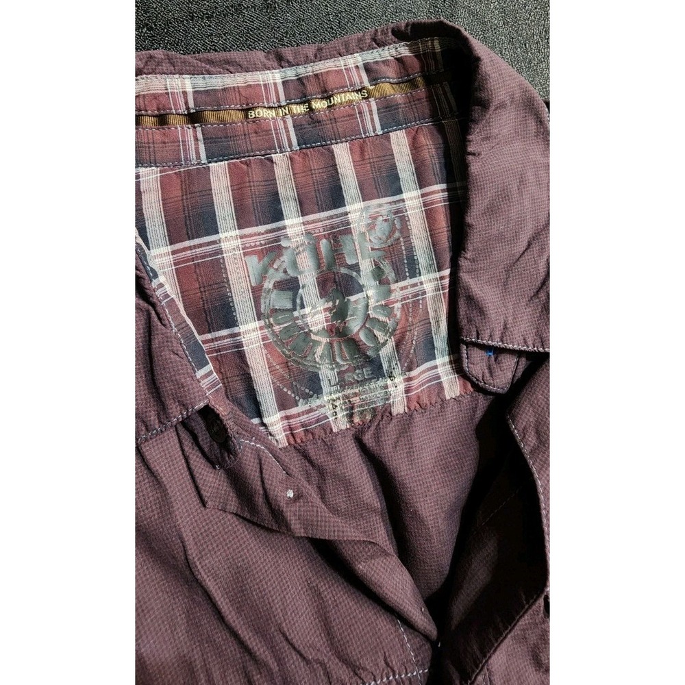 Kuhl Men's Short Sleeve Born In The Mountains Shirt Sz L Red Maroon Outdoor Hike - Picture 7 of 11